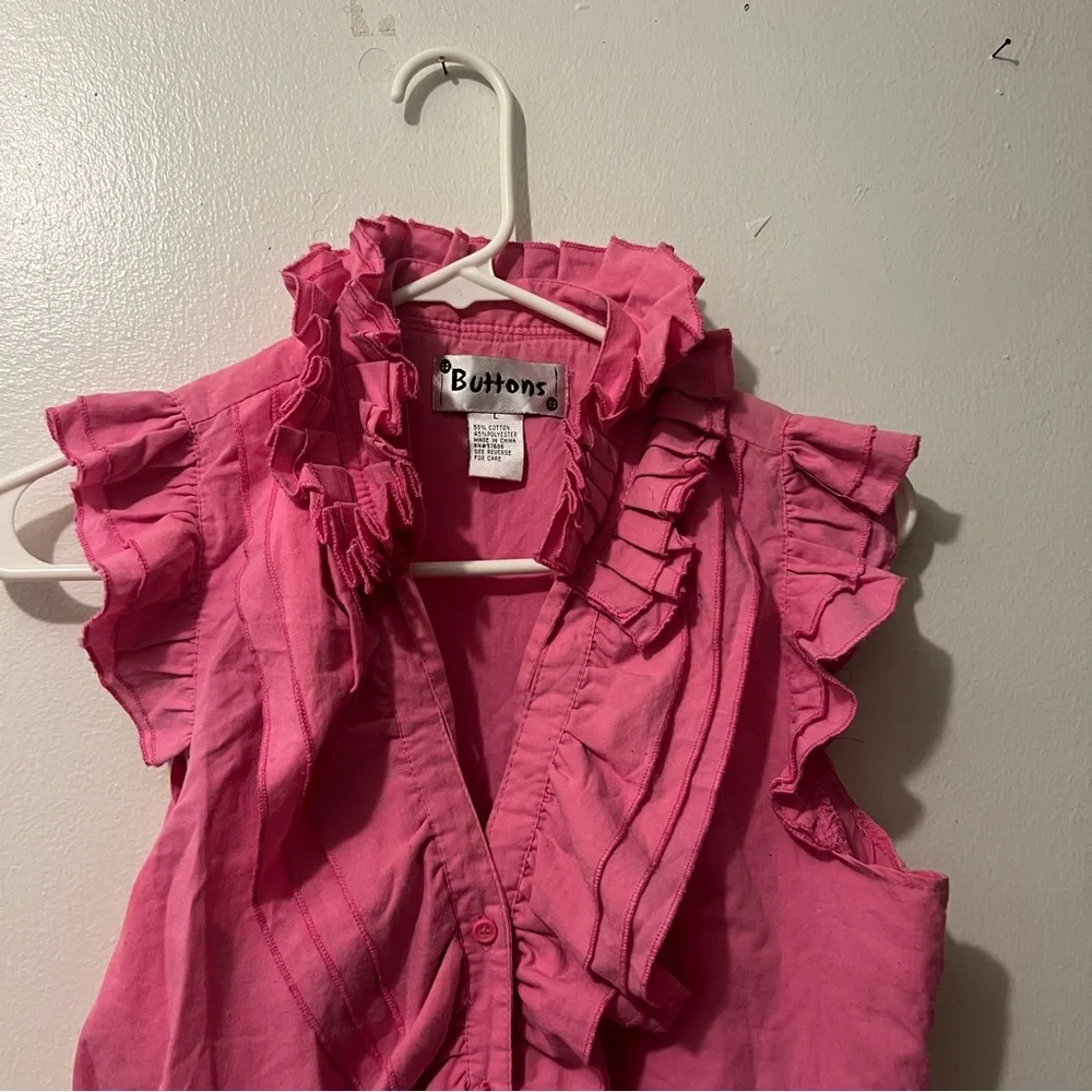 Buttons Pink Ruffled Top - Picture 4 of 9